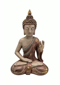 Patynowana Fioletowa Figurka Buddy Vitarka z Żywicy 31 cm
