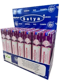 Satya MEDITATION ekspozytor na kadzidła 42 opakowania po 15g
