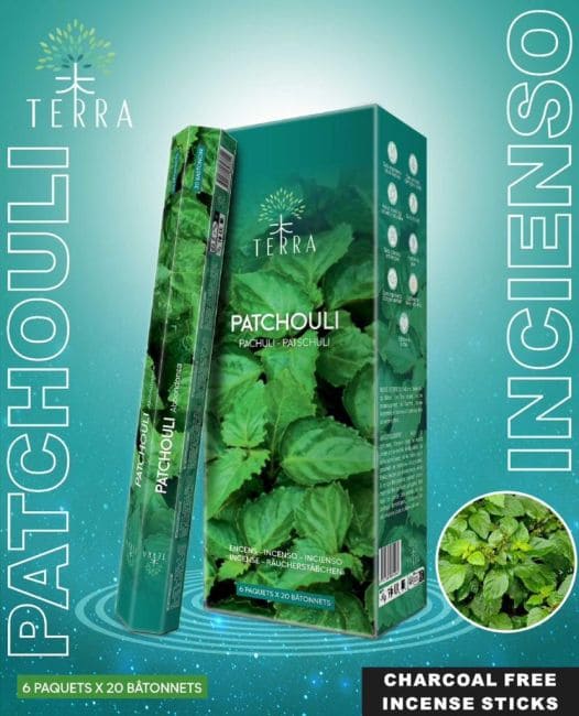 Kadzidło Terra Patchouli Hexa bez węgla drzewnego 30gr