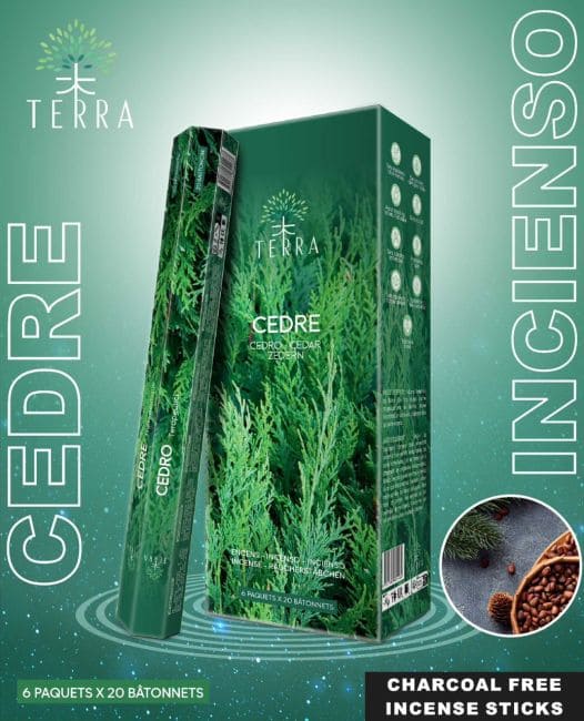 Kadzidło Terra Cedar Hexa bez węgla drzewnego 30gr