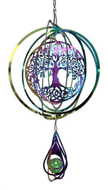 Dzwonek wietrzny 3D stalowy tęczowy drzewo życia Kryształ 15cm