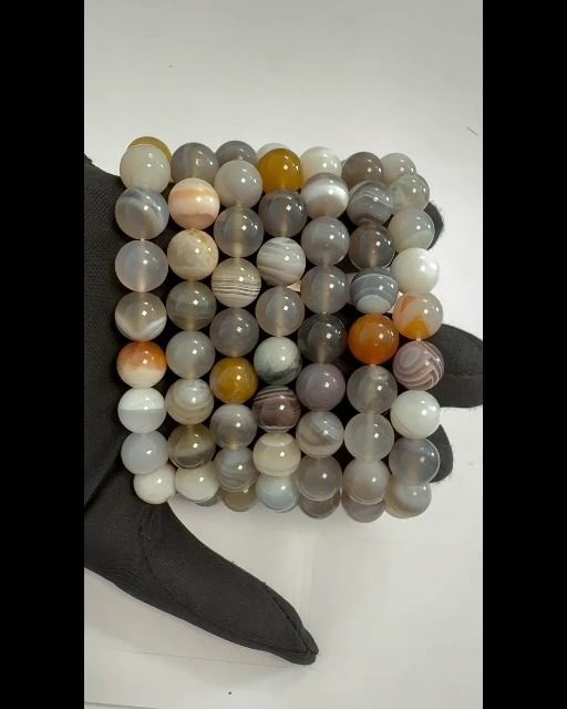 Bransoletka z agatu Botswana A koralikami 10 mm