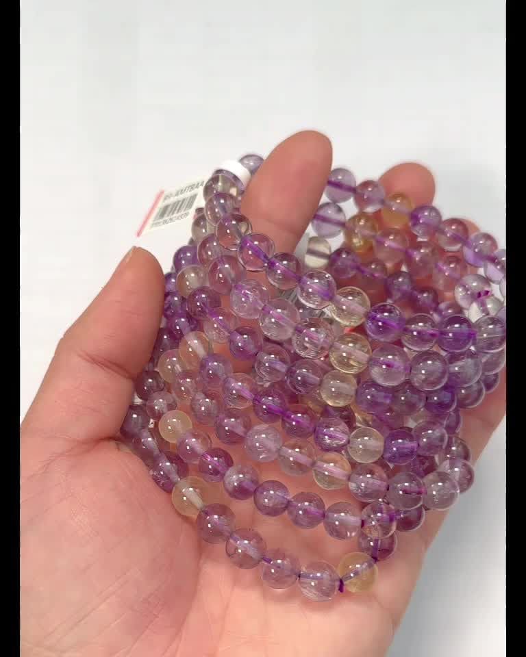 Bransoletka Ametyst Cytryn AA koraliki 7.5-8.5mm