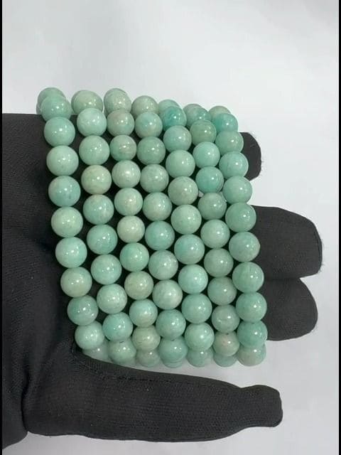 Peruwiańska bransoletka z amazonitu A z koralikami 8 mm