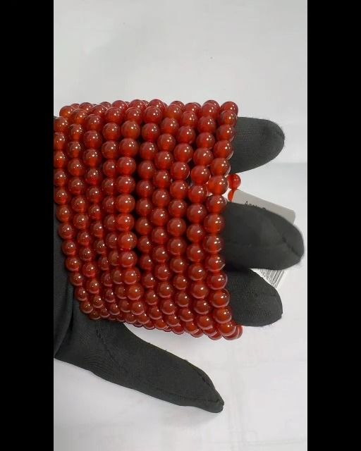 Bransoletka z czerwonego agatu z koralikami 6mm