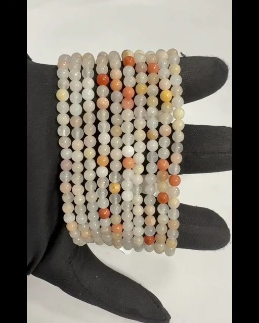 Brzoskwiniowa bransoletka z awenturynem A koraliki 4mm