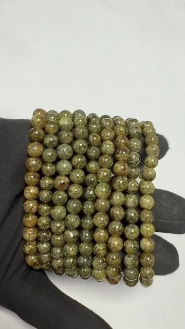 Bransoletka z zielonego granatu grossularowego AA koraliki 5,5-6,5mm