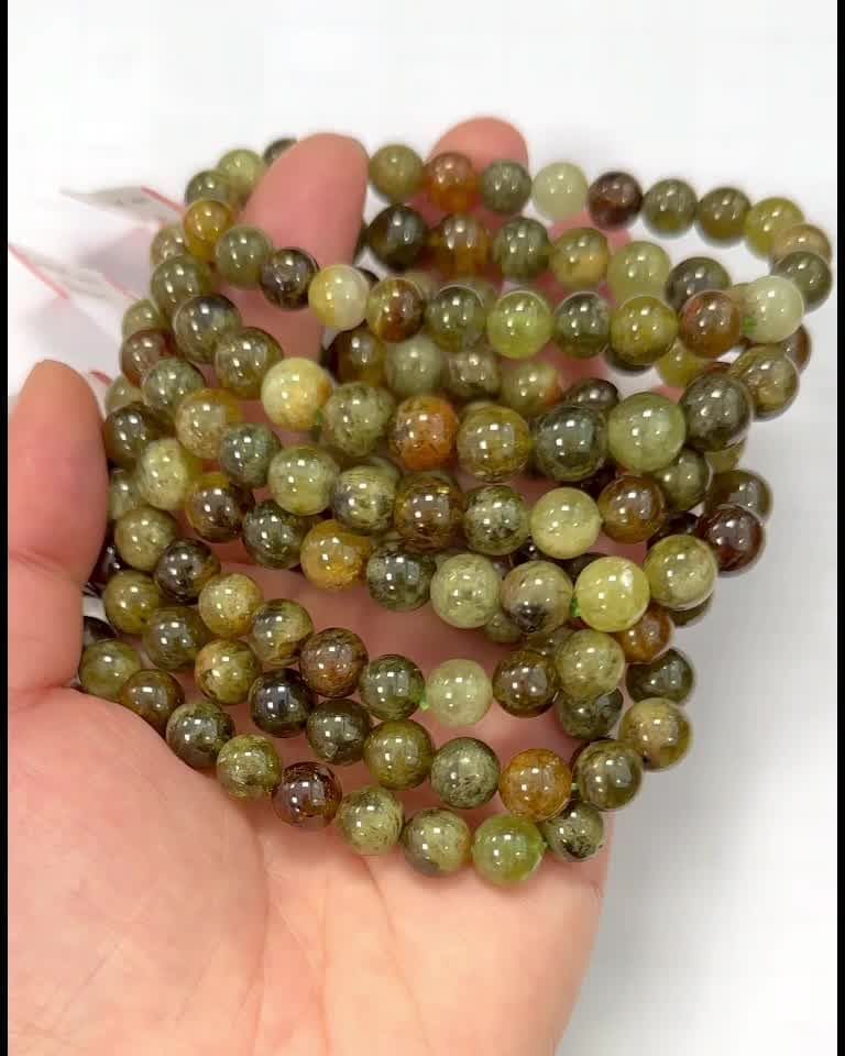 Bransoletka Grossular z zielonymi granatami AA koraliki 7.5-8.5mm