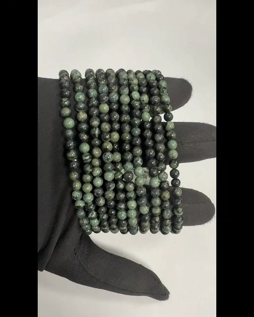 Bransoletka Kambaba Jaspis z koralikami 4mm