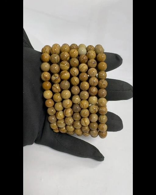 Bransoletka z jaspisami krajobrazowymi koraliki 8mm