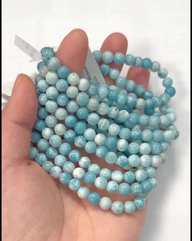 Bransoletka Larimar China z koralikami 6mm