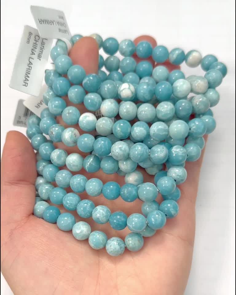 Bransoletka Larimar China z koralikami 8mm