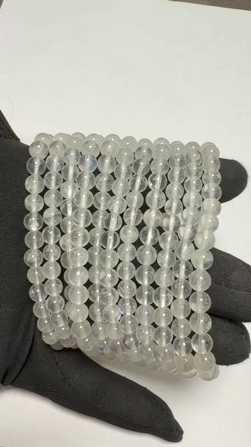 Bransoletka z Białego Kamienia Księżycowego Perysterytu AA koraliki 6-7mm