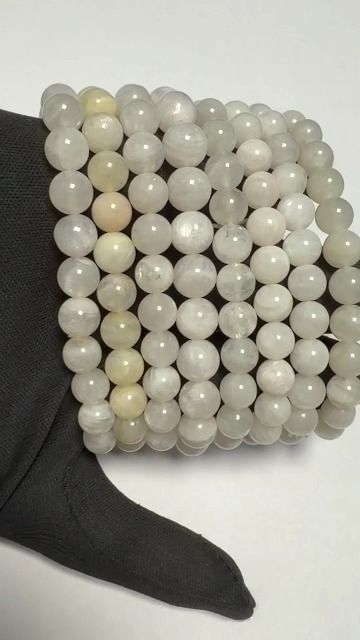 Bransoletka z Białego Kamienia Księżycowego Perysterytu AB koraliki 7.5-8.5mm