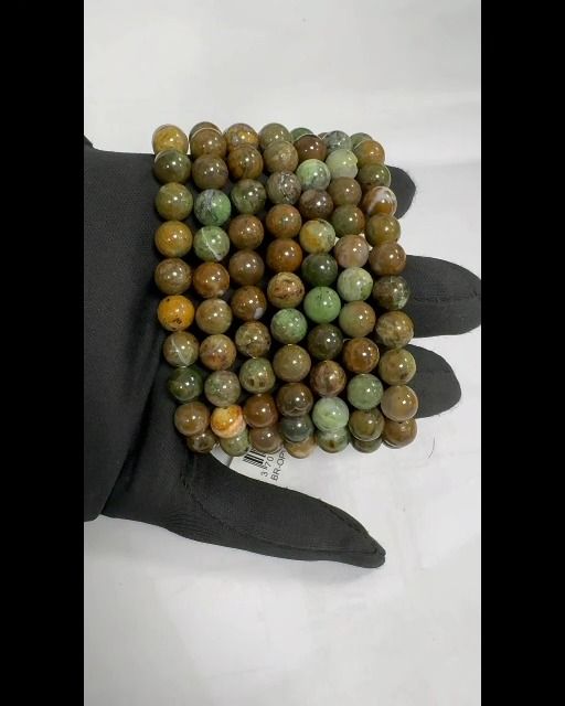 Bransoletka z zielonym opalem koraliki 8mm