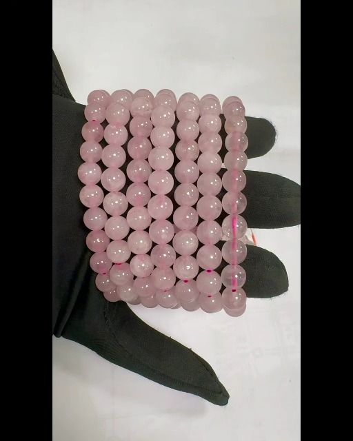 Bransoletka z kwarcu różowego z koralikami 8 mm