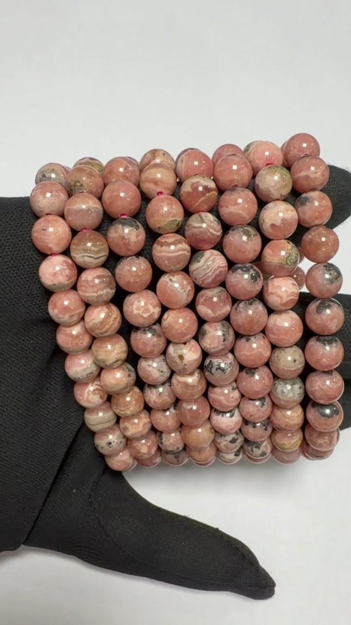 Bransoletka z Rodochrozytu Argentyńskiego AA koraliki 7.5-8.5mm