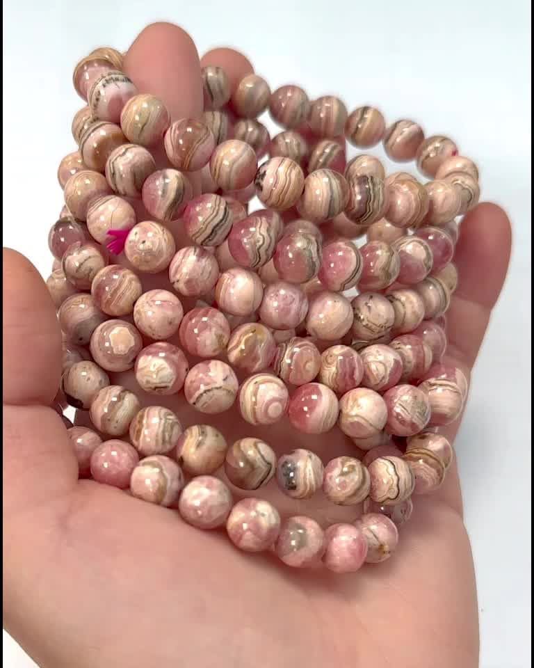 Bransoletka z rodochrozytu Argentyna koraliki A 8,5-9,5 mm