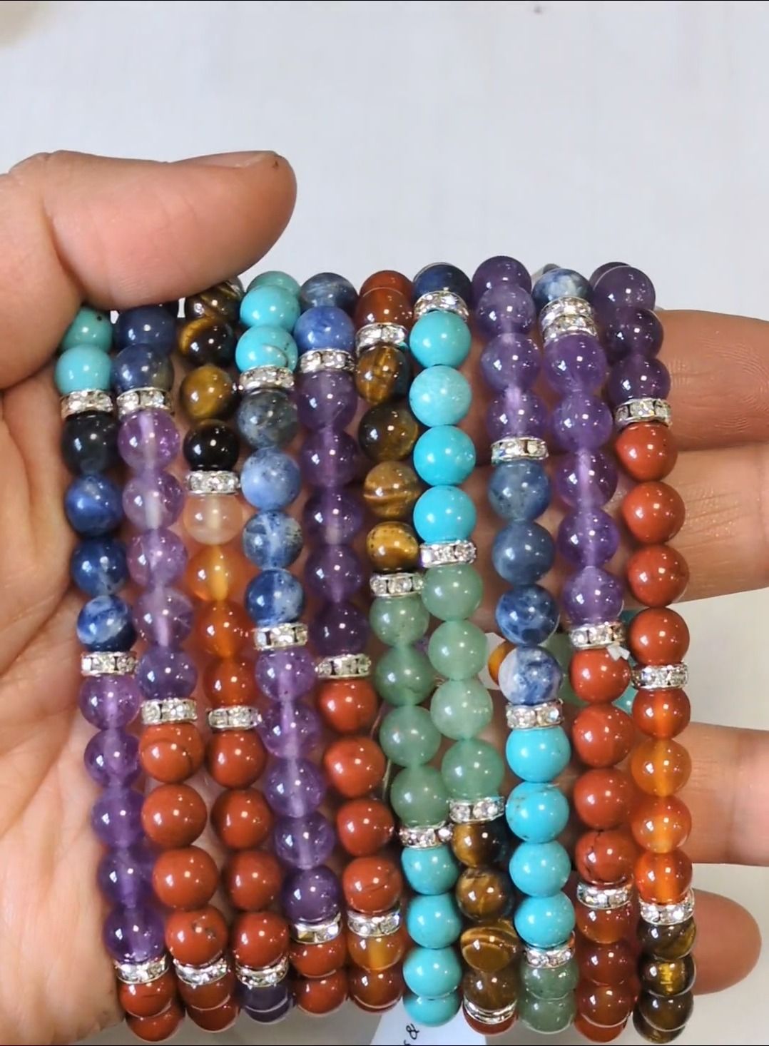 Bransoletka 7 czakr i cyrkonii koraliki A 6mm