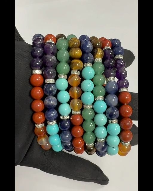 Bransoletka 7 czakr i koraliki strass 8mm