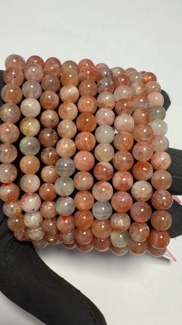 Bransoletka z Miedzianego Kamienia Słonecznego z Inkluzjami Hematoidowymi AA koraliki 7-8mm
