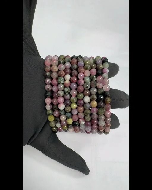 Bransoletka turmalinowa wielokolorowa z koralikami AA 6-6.5mm