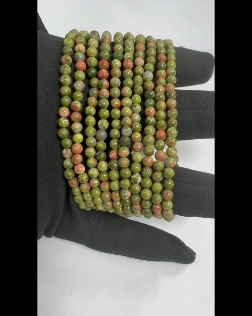 Bransoletka Unakite z koralikami 4mm
