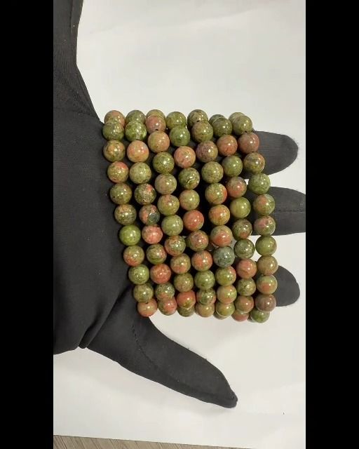 Bransoletka Unakite z koralikami 8mm