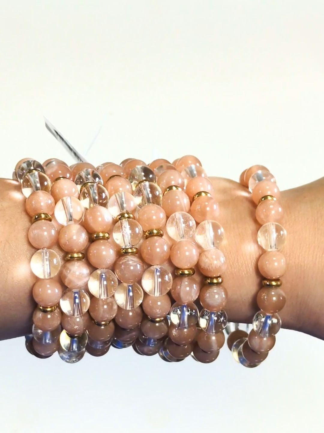 Bransoletka z kryształu górskiego, koraliki z kamienia słonecznego 8 mm