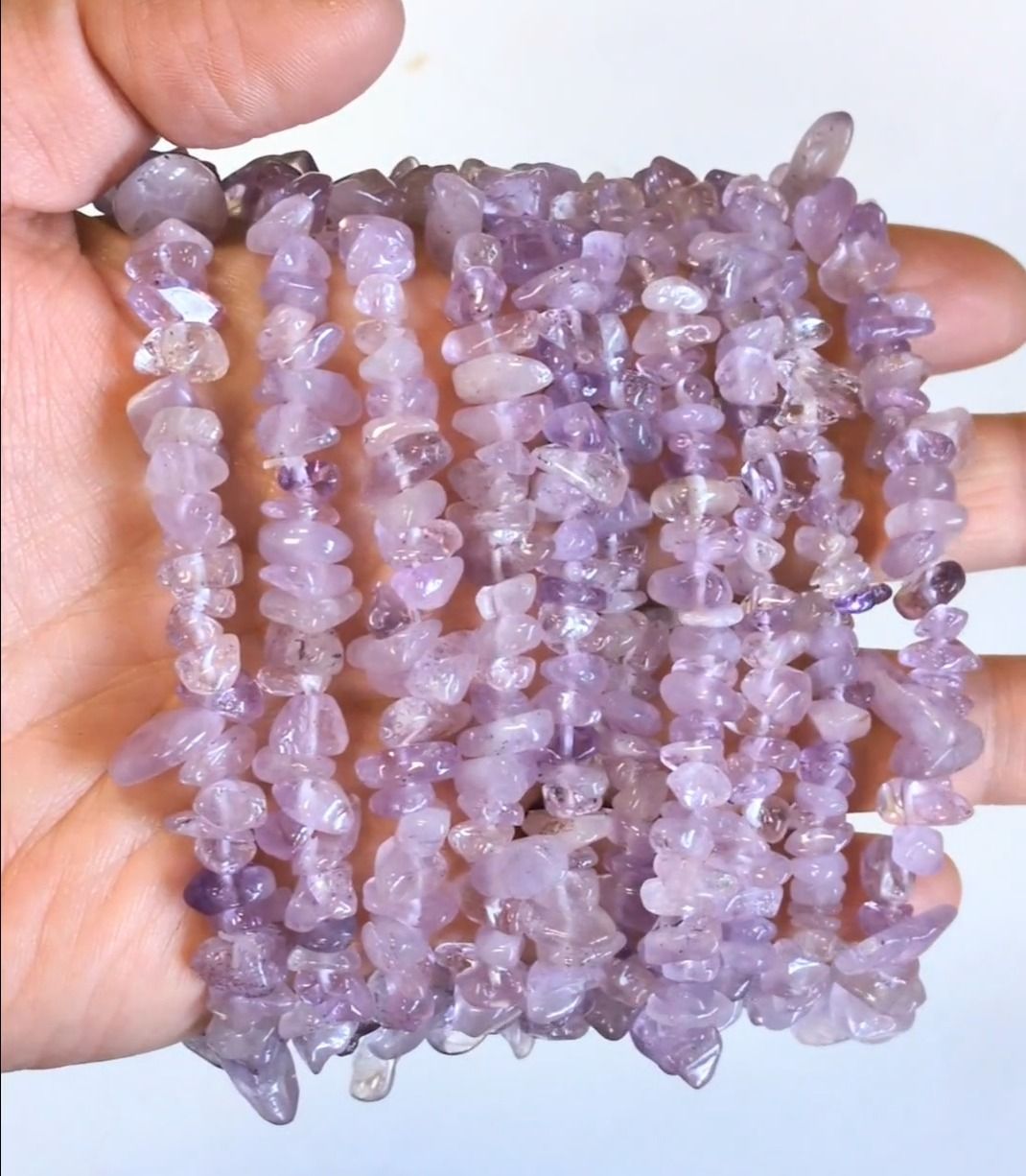Bransoletka z kawałkami lawendowego ametystu 5-8mm 18cm