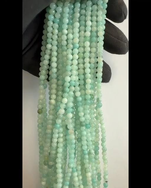 Koraliki Amazonit Brazylia A 4mm na drucie 40cm