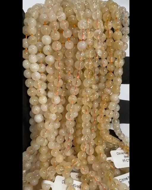 Koraliki z naturalnego cytrynu 6mm na drucie 40cm