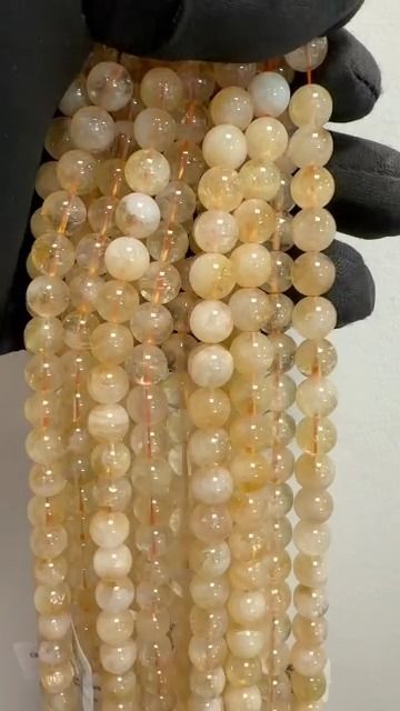Sznur Okrągłych Koralików z Naturalnego Cytrynu A 7.5-8.5mm