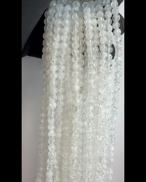 Koraliki Rock Crystal Crack A o średnicy 6mm na drucie 40cm