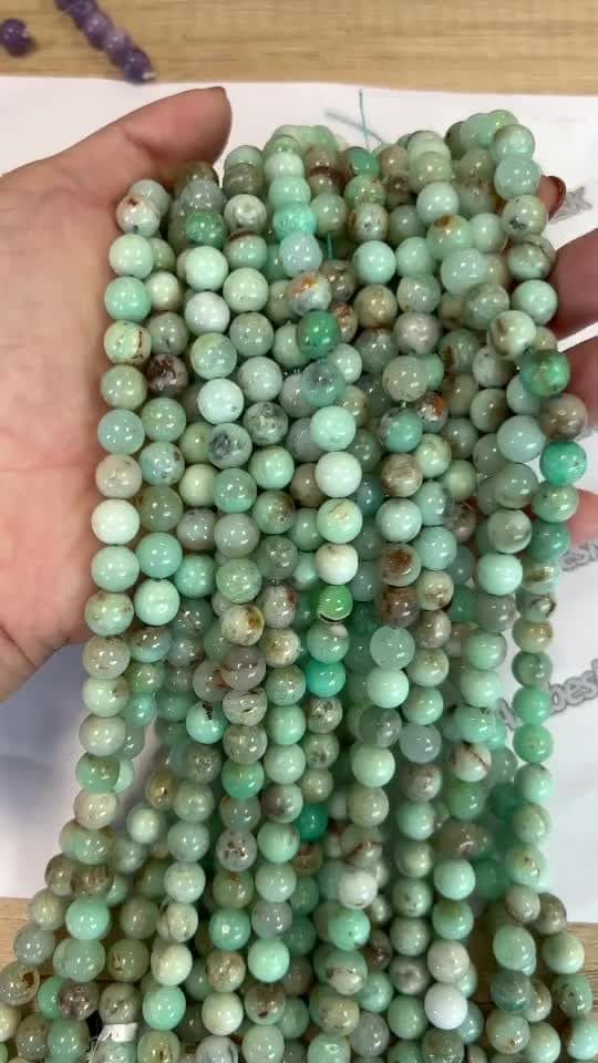 Koraliki chryzoprazowe AA 8mm na druciku 40cm
