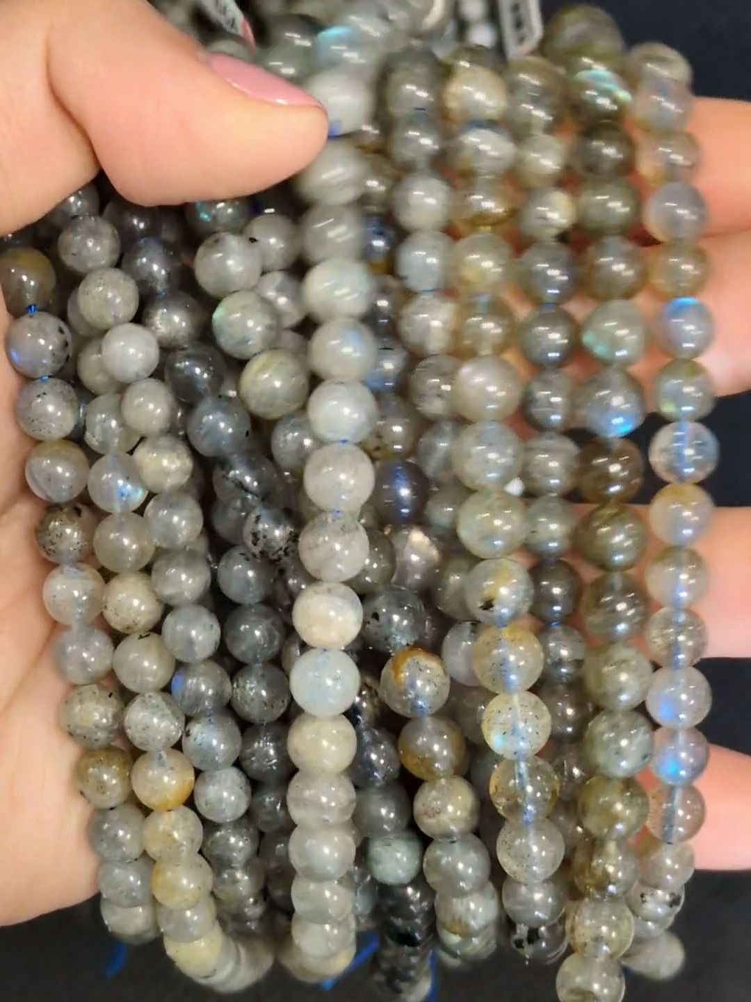 Korale z labradorytu A 5,5-6,5 mm na drucie 40 cm