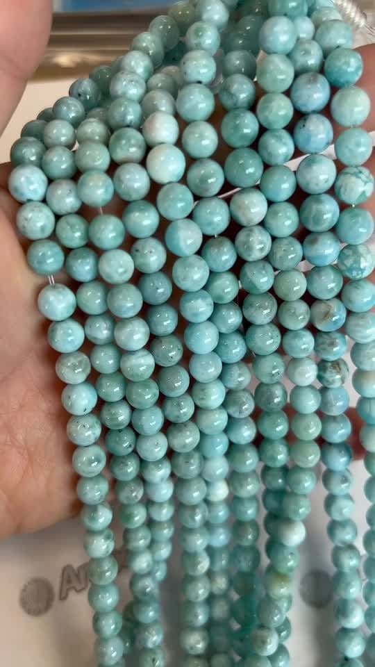 Koraliki Larimar AA okrągłe 7mm na sznurku 40cm