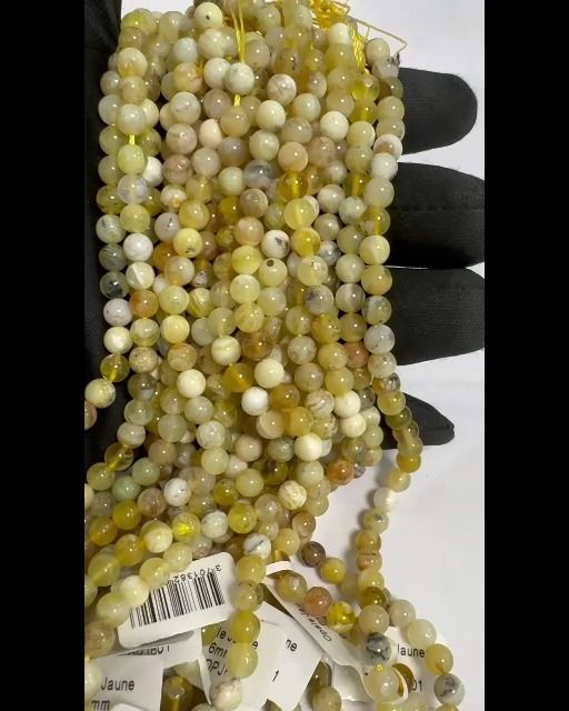 Koraliki żółte Opal A 6mm na drucie 40cm