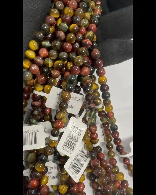 Koraliki wielokolorowe Tiger Eye A 6mm na nitce 40cm