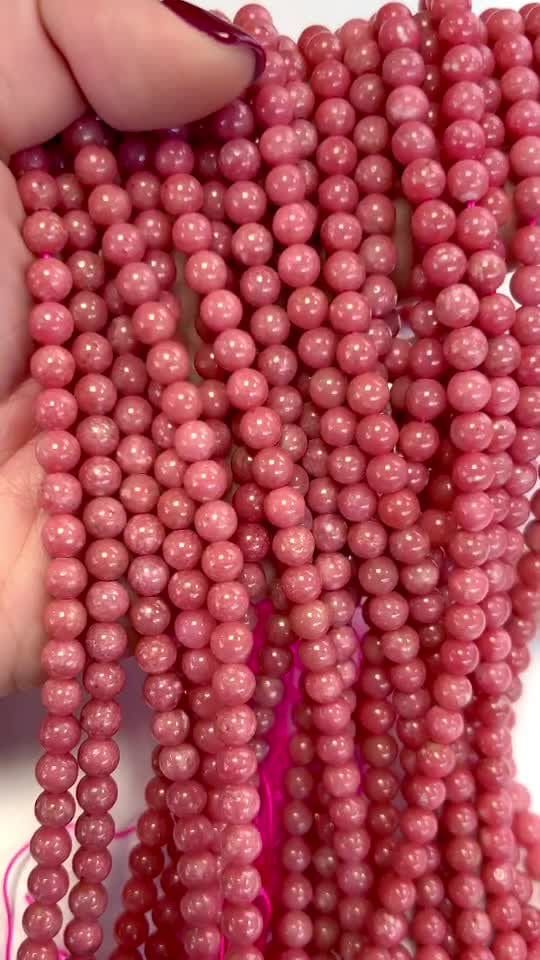 Koraliki Thulite AA 6mm na drucie 40cm