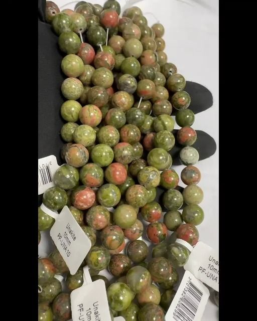 Koraliki unakite 10mm na drucie 40cm