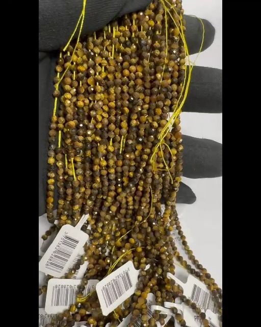 Fasetowane koraliki Tiger Eye A+ 3-4mm na drucie 40cm